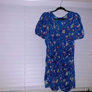 Floral Blue Puff-Sleeve Dress